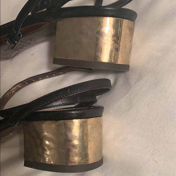 Lanvin black and brown block heeled sandals - Picture 5 of 8